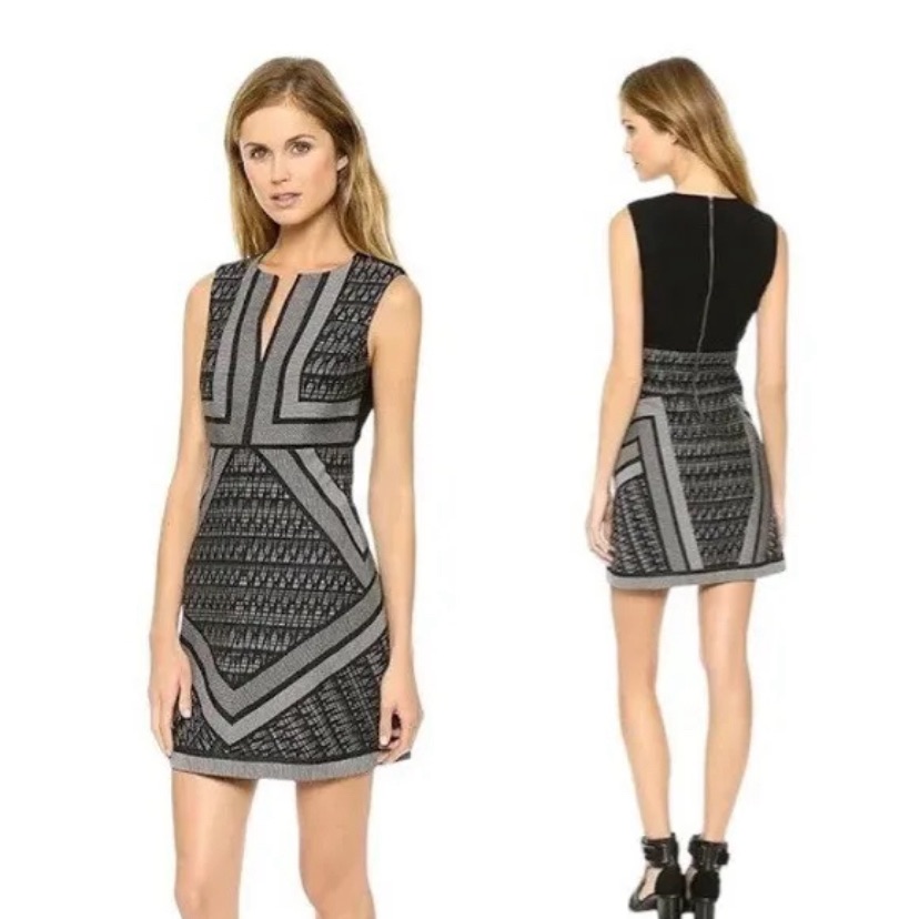 Diane Von Furstenberg Amanda Glass Scarf Jacquard Dress In Black Metallic